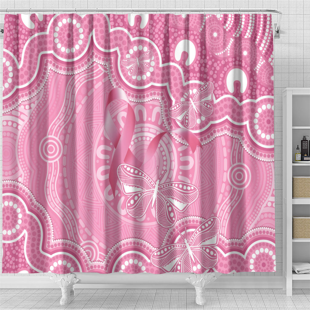 Australia Indigenous Shower Curtain Pink Ribbon Breast Cancer Butterfly Aboriginal
