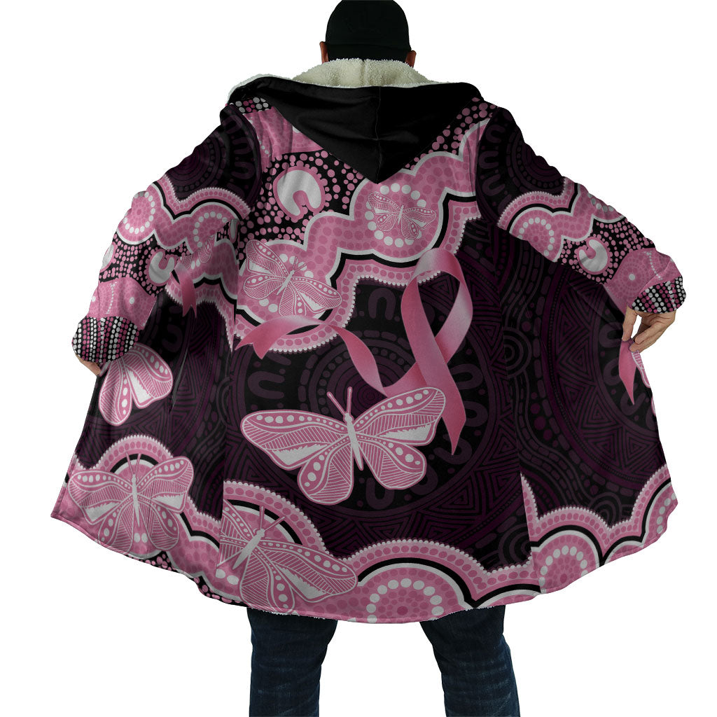 Australia Indigenous Cloak Pink Ribbon Breast Cancer Butterfly Aboriginal Black