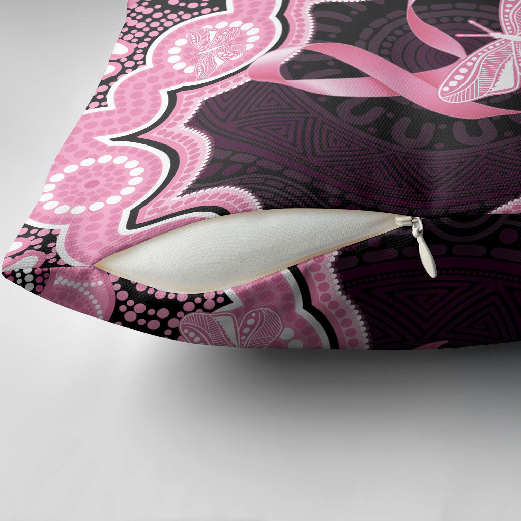 Australia Indigenous Pillow Cover Pink Ribbon Breast Cancer Butterfly Aboriginal Black