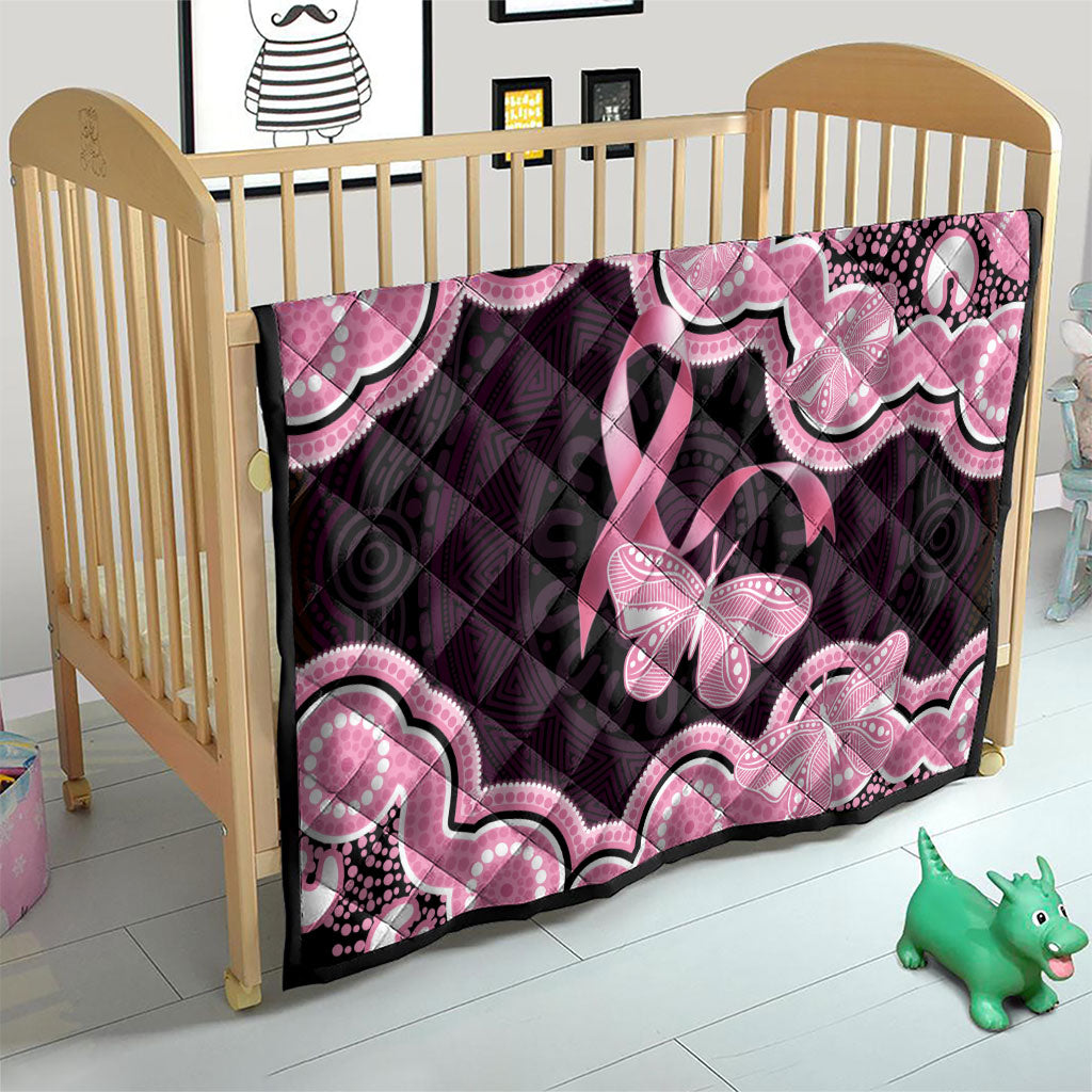 Australia Indigenous Quilt Pink Ribbon Breast Cancer Butterfly Aboriginal Black