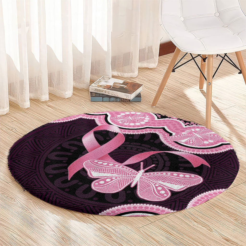 Australia Indigenous Round Carpet Pink Ribbon Breast Cancer Butterfly Aboriginal Black