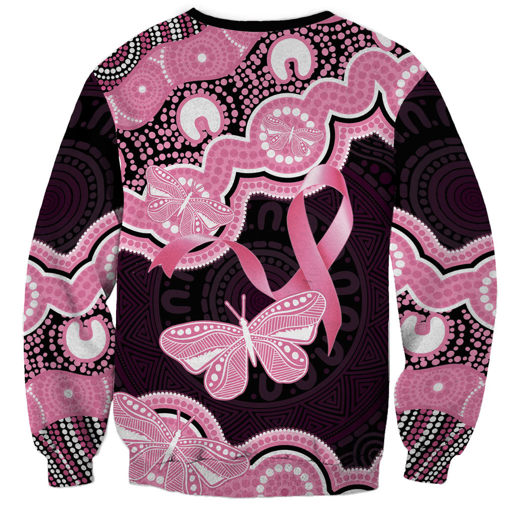 Australia Indigenous Sweatshirt Pink Ribbon Breast Cancer Butterfly Aboriginal Black