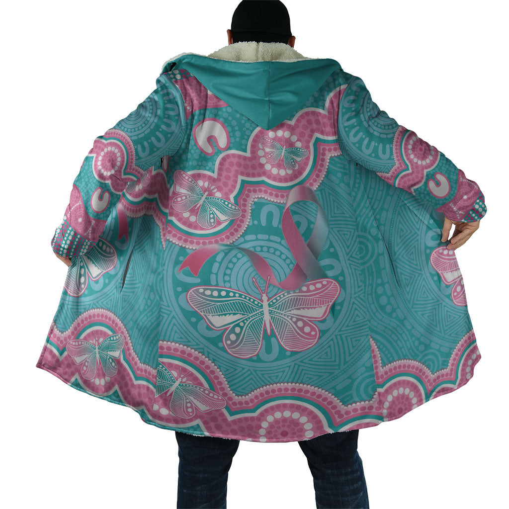 Hereditary And Gynecologic Cancer Support Cloak Teal Pink Ribbon Aboriginal Art
