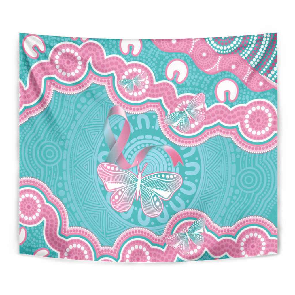 Hereditary And Gynecologic Cancer Support Tapestry Teal Pink Ribbon Aboriginal Art