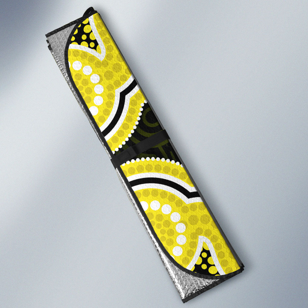 Yellow Ribbon Sarcoma Support Auto Sun Shade Aboriginal Art