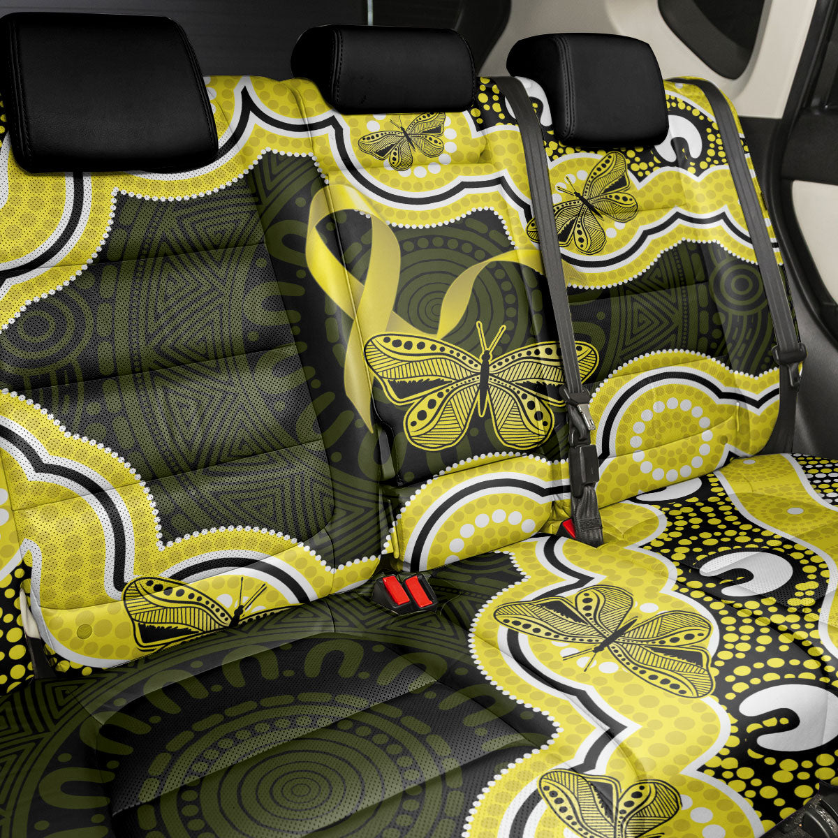 Yellow Ribbon Sarcoma Support Back Car Seat Cover Aboriginal Art