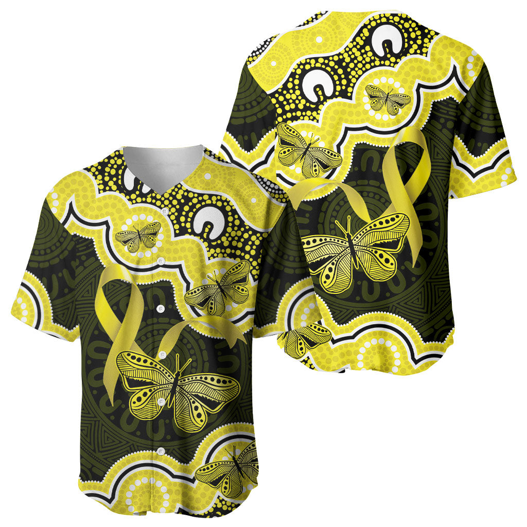 Yellow Ribbon Sarcoma Support Baseball Jersey Aboriginal Art