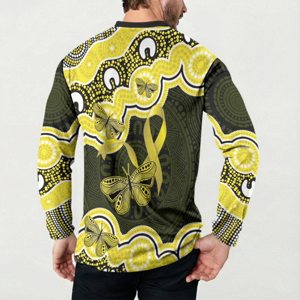 Yellow Ribbon Sarcoma Support Button Sweatshirt Aboriginal Art