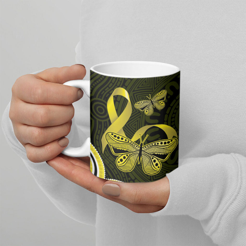 Yellow Ribbon Sarcoma Support Ceramic Mug Aboriginal Art