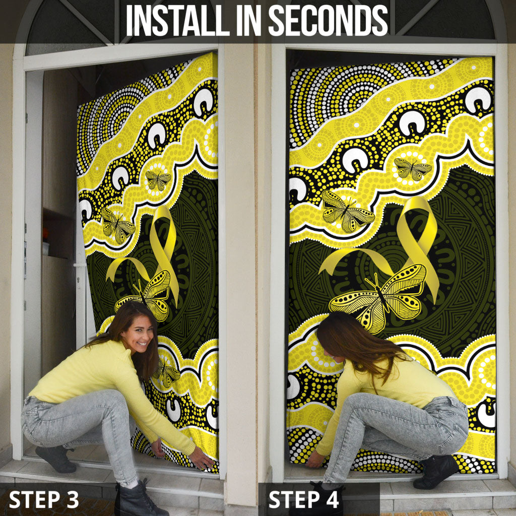 Yellow Ribbon Sarcoma Support Door Cover Aboriginal Art