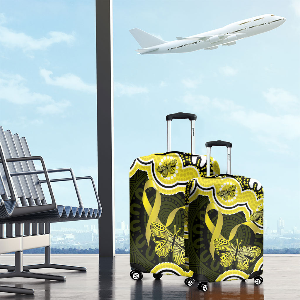 Yellow Ribbon Sarcoma Support Luggage Cover Aboriginal Art