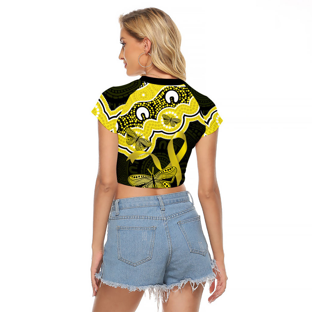 Yellow Ribbon Sarcoma Support Raglan Cropped T Shirt Aboriginal Art