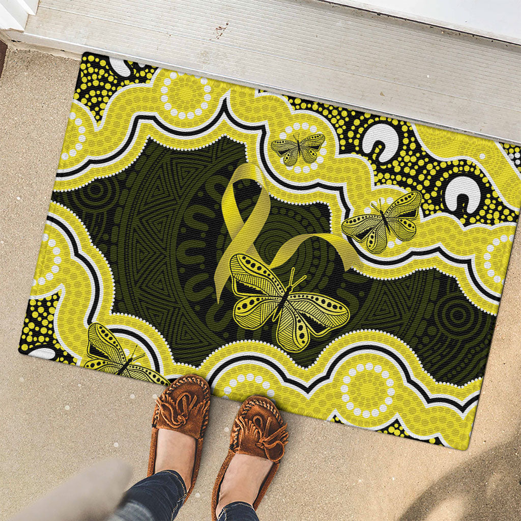 Yellow Ribbon Sarcoma Support Rubber Doormat Aboriginal Art