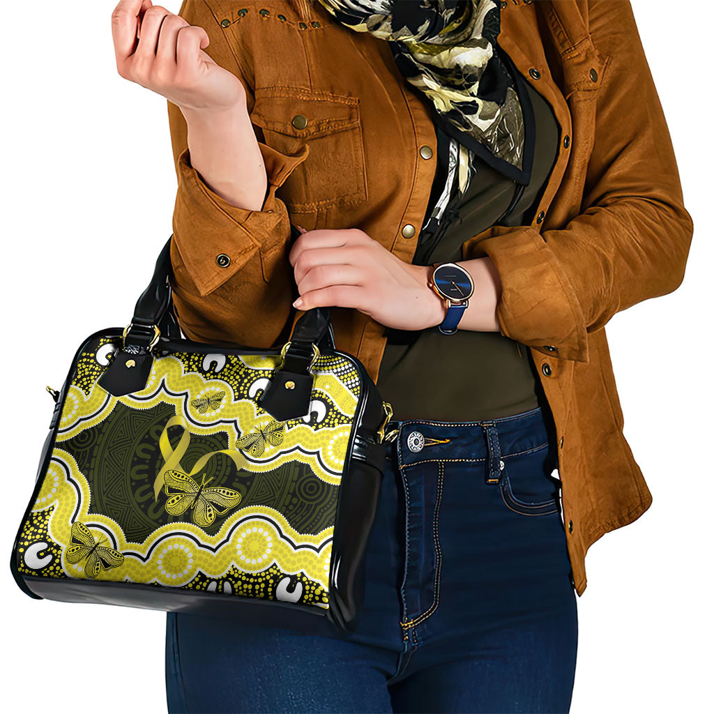 Yellow Ribbon Sarcoma Support Shoulder Handbag Aboriginal Art