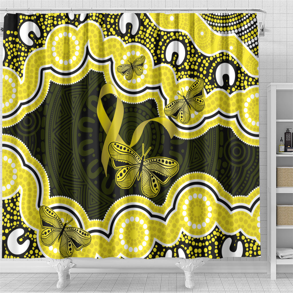 Yellow Ribbon Sarcoma Support Shower Curtain Aboriginal Art