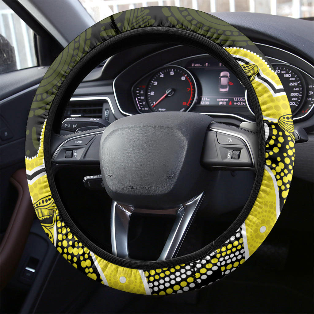 Yellow Ribbon Sarcoma Support Steering Wheel Cover Aboriginal Art
