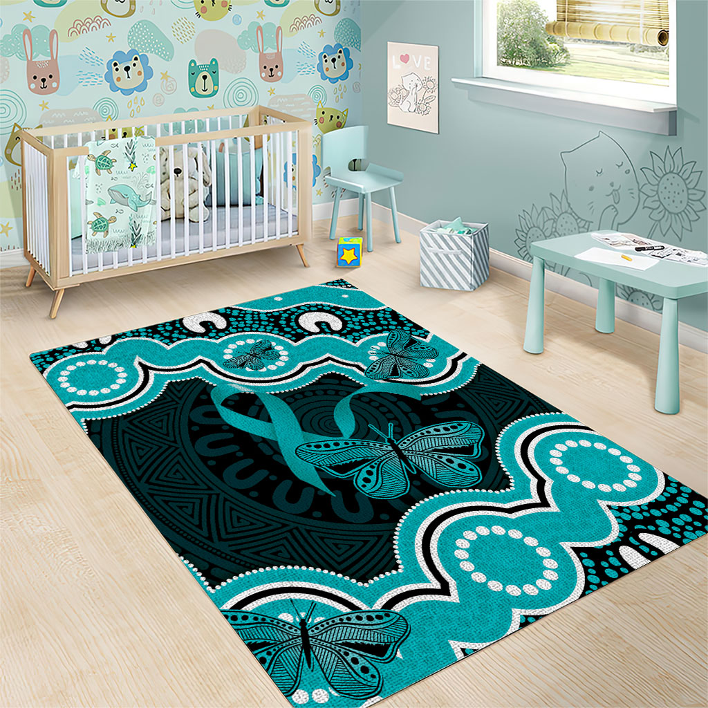 Cyan Ribbon PTSD Support Area Rug Aboriginal Art