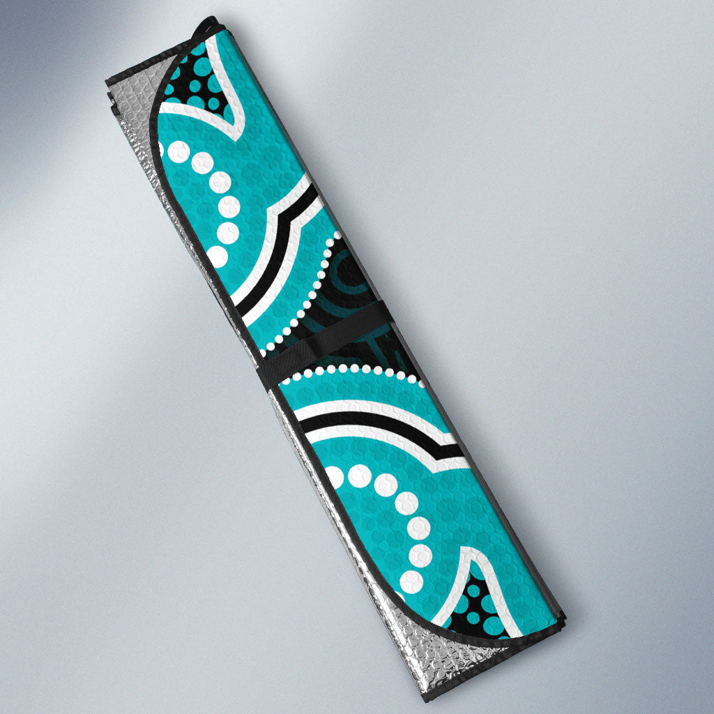 Cyan Ribbon PTSD Support Auto Sun Shade Aboriginal Art