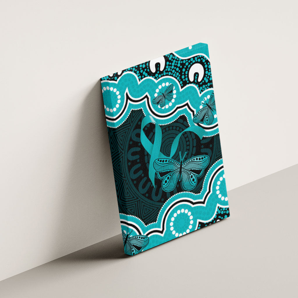 Cyan Ribbon PTSD Support Canvas Wall Art Aboriginal Art