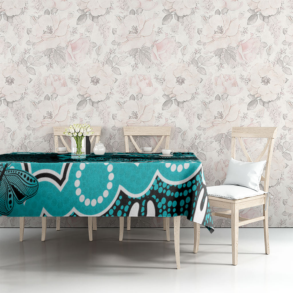 Cyan Ribbon PTSD Support Tablecloth Aboriginal Art