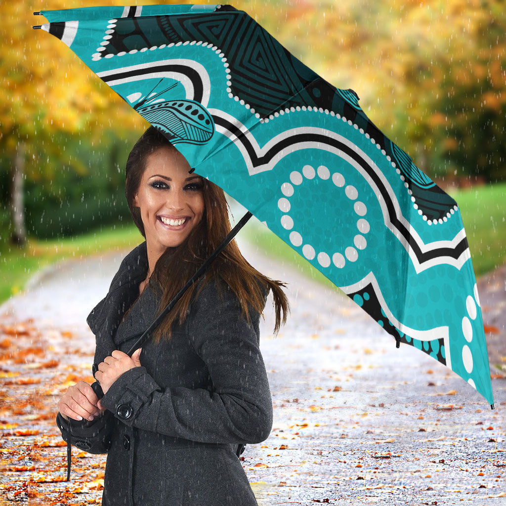 Cyan Ribbon PTSD Support Umbrella Aboriginal Art
