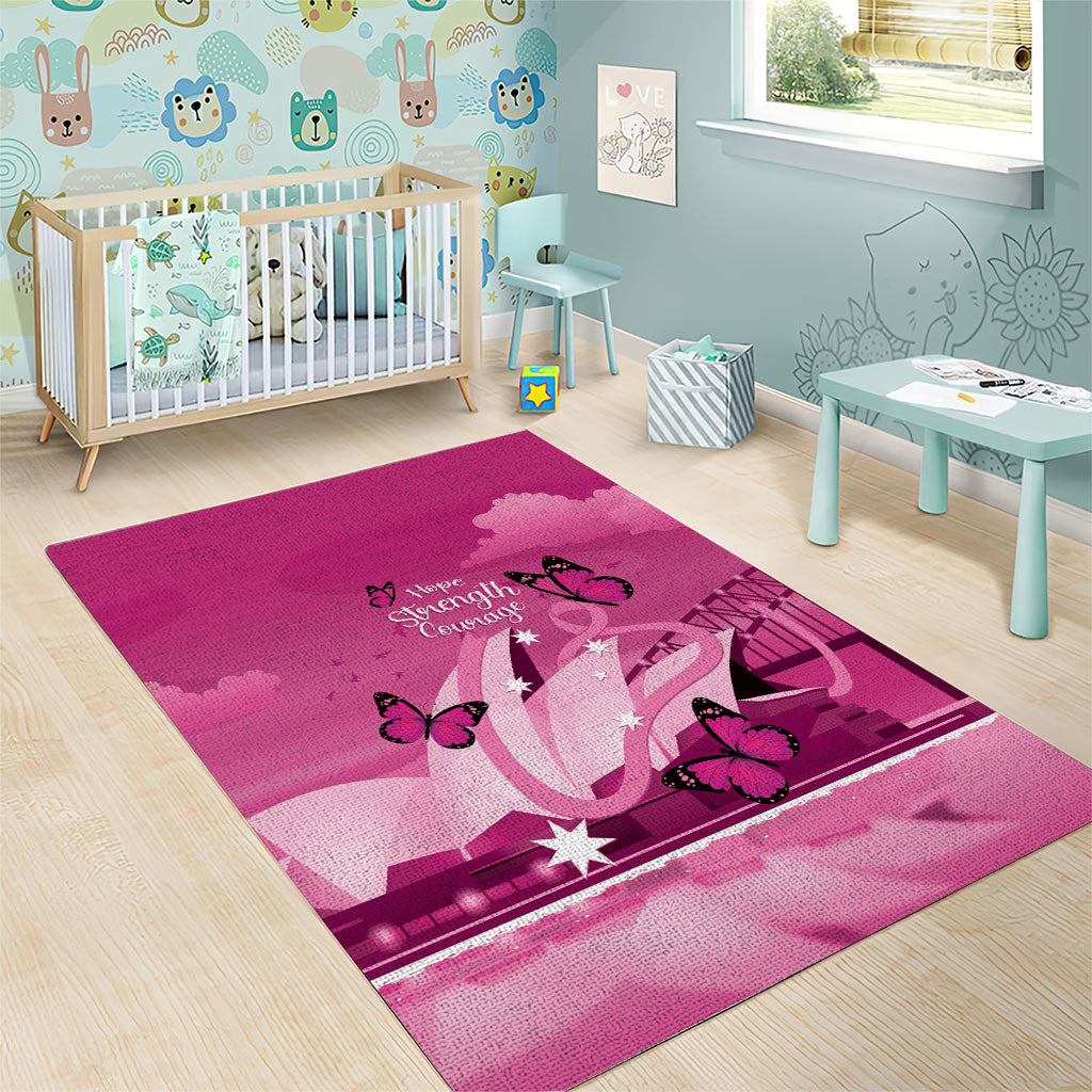 Australia Breast Cancer Support Area Rug Sydney Opera House Butterfly Pink Ribbon