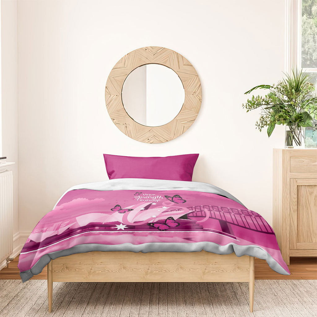 Australia Breast Cancer Support Bedding Set Sydney Opera House Butterfly Pink Ribbon