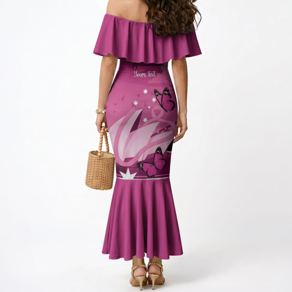 Personalised Australia Breast Cancer Support Mermaid Dress Sydney Opera House Butterfly Pink Ribbon