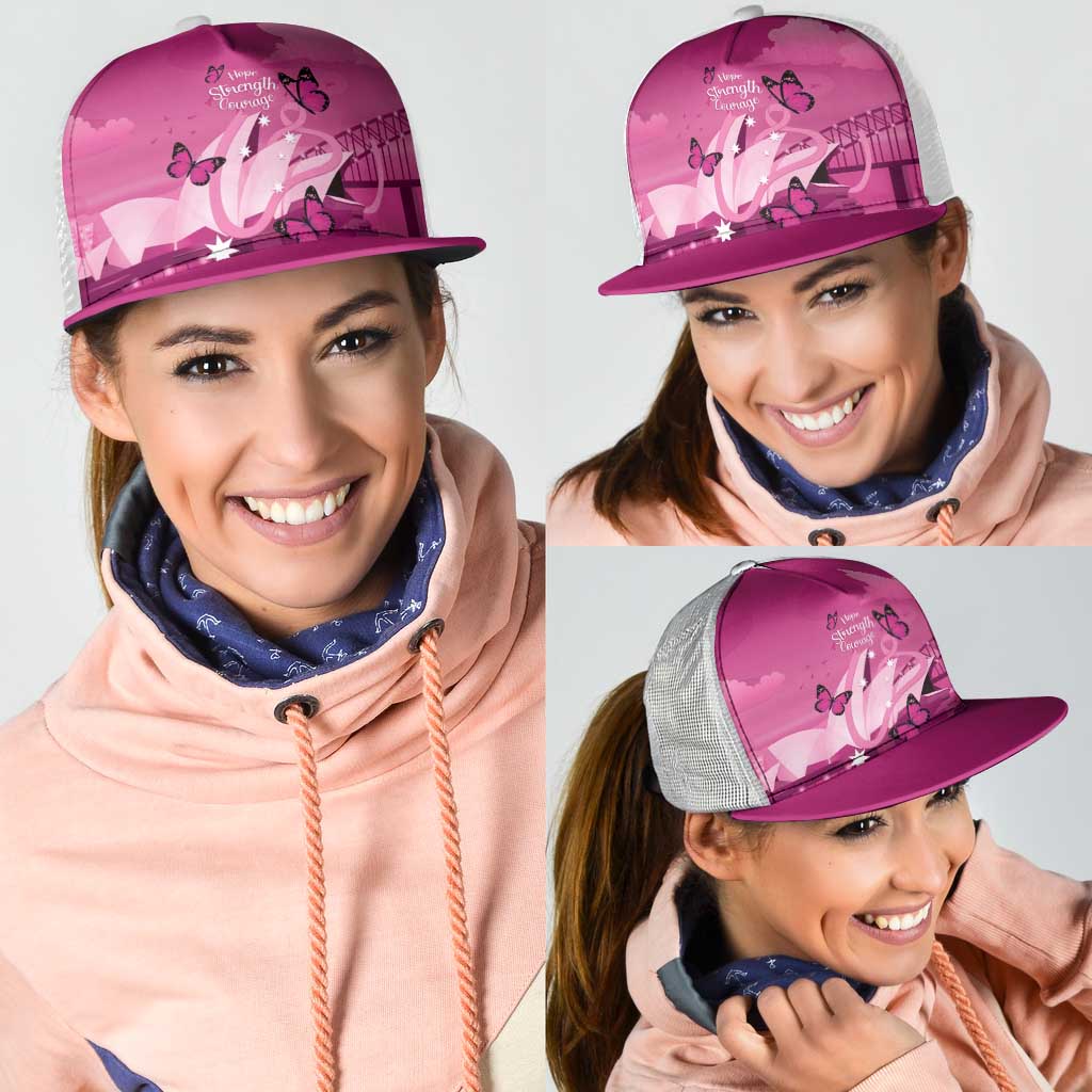 Australia Breast Cancer Support Mesh Trucker Cap Sydney Opera House Butterfly Pink Ribbon