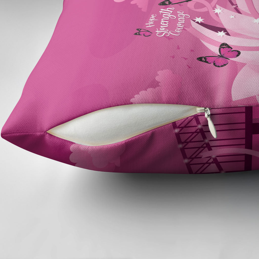 Australia Breast Cancer Support Pillow Cover Sydney Opera House Butterfly Pink Ribbon