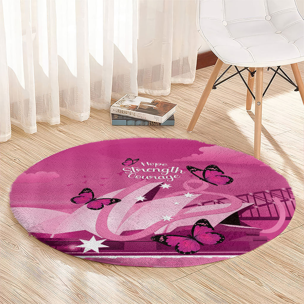 Australia Breast Cancer Support Round Carpet Sydney Opera House Butterfly Pink Ribbon
