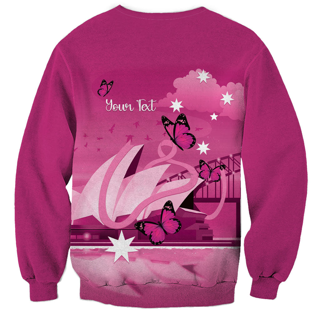 Personalised Australia Breast Cancer Support Sweatshirt Sydney Opera House Butterfly Pink Ribbon