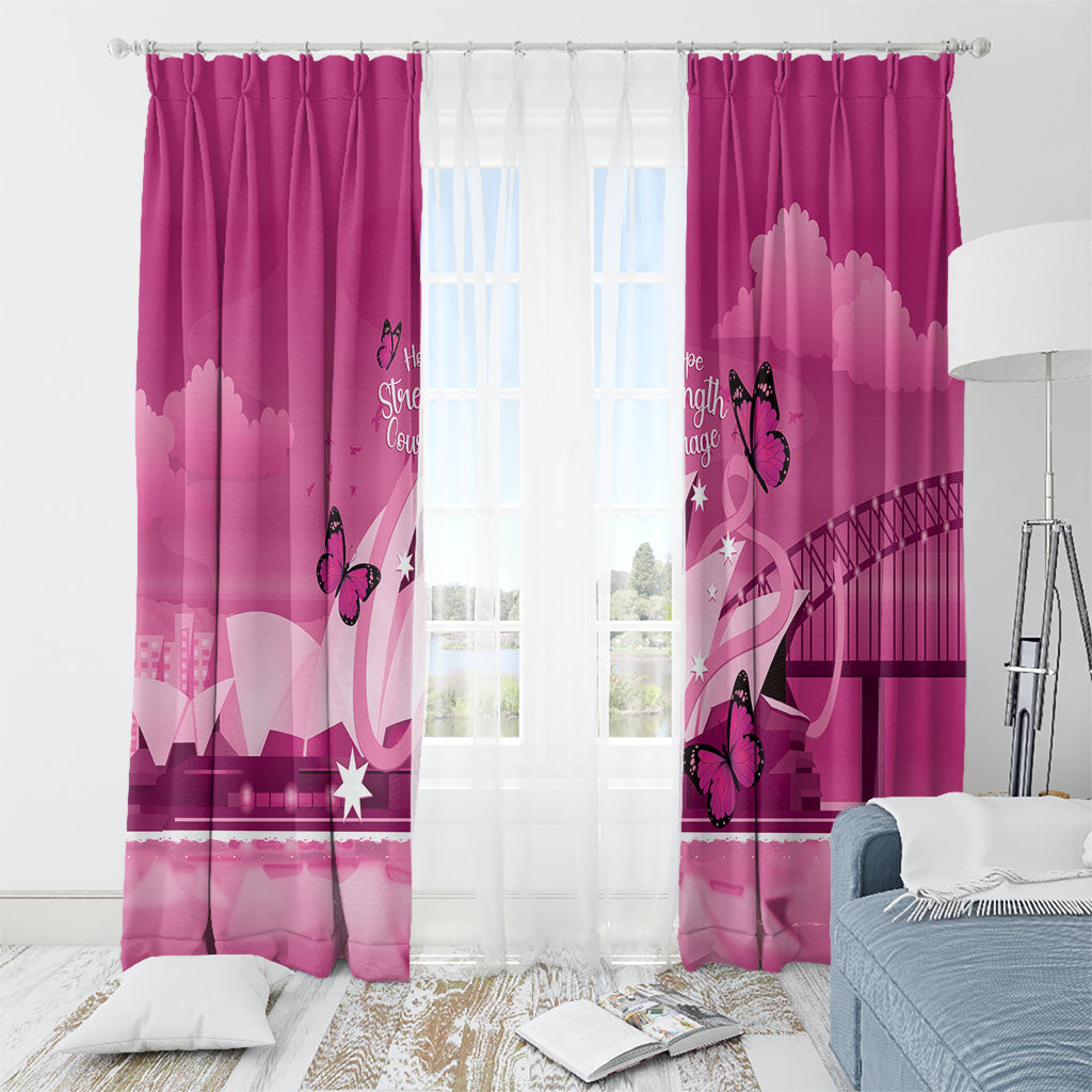 Australia Breast Cancer Support Window Curtain Sydney Opera House Butterfly Pink Ribbon