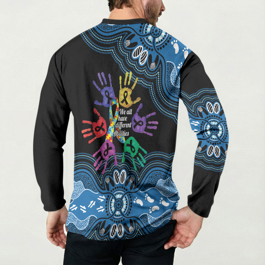 Autism Support Australia Indigenous Button Sweatshirt We All Have Different Abilities