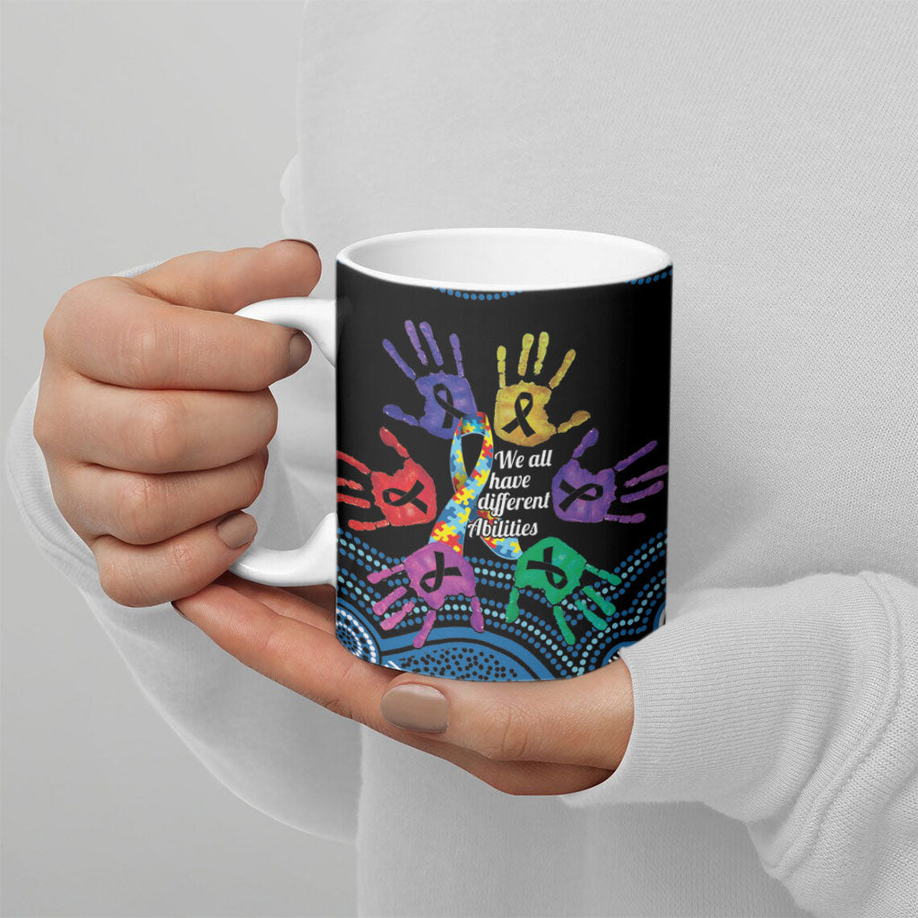 Autism Support Australia Indigenous Ceramic Mug We All Have Different Abilities