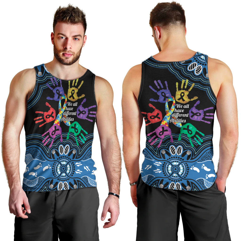 Autism Support Australia Indigenous Men Tank Top We All Have Different Abilities
