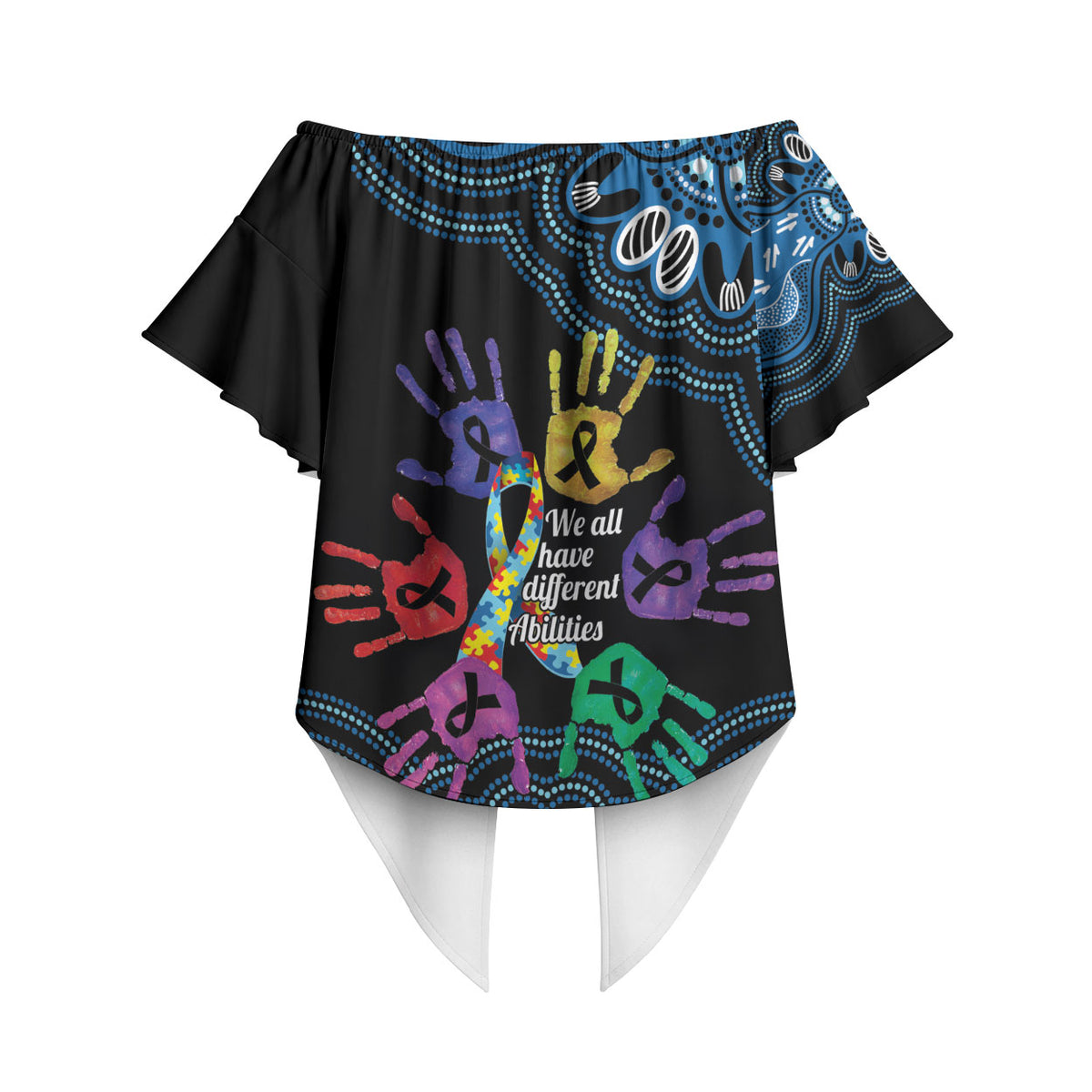 Autism Support Australia Indigenous Off Shoulder Wrap Waist Top We All Have Different Abilities
