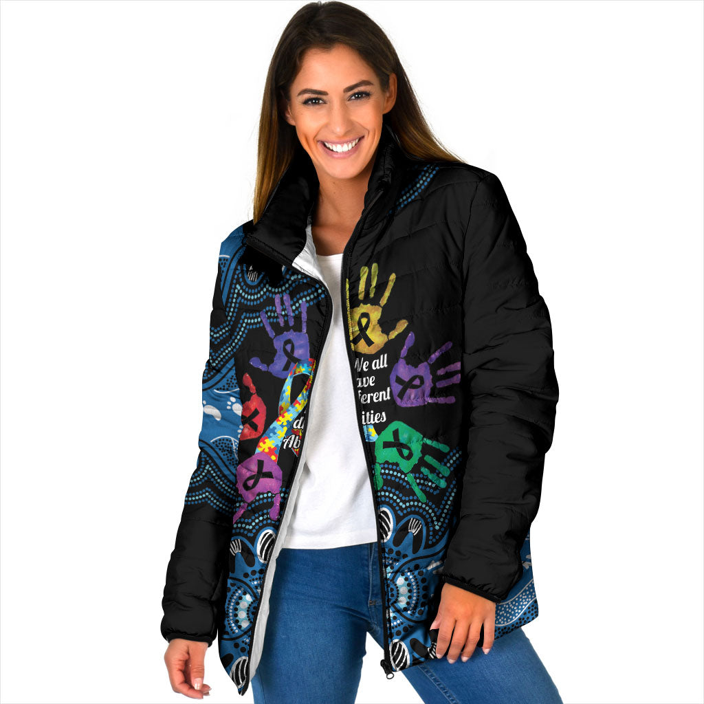 Autism Support Australia Indigenous Padded Jacket We All Have Different Abilities