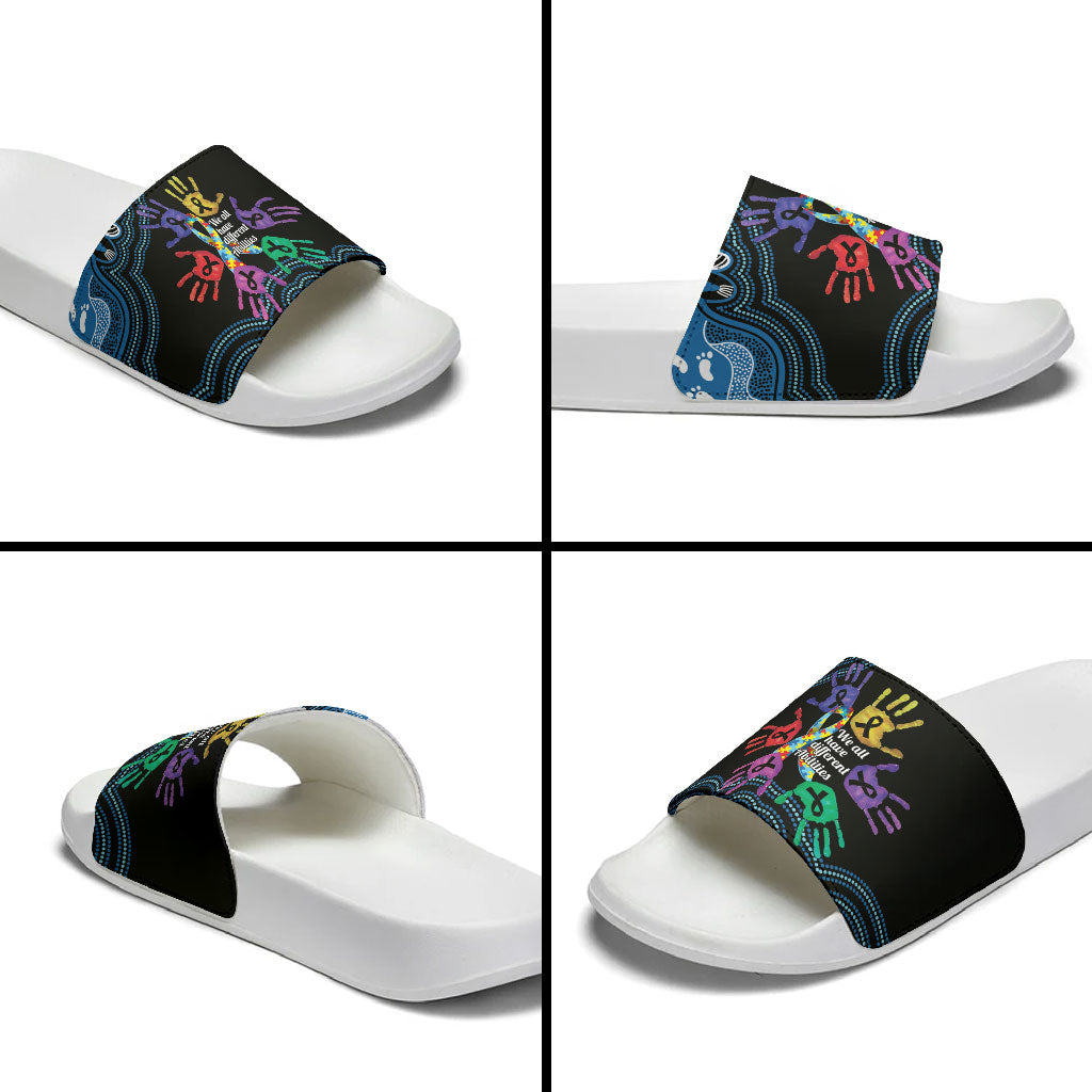 Autism Support Australia Indigenous Slide Sandals We All Have Different Abilities