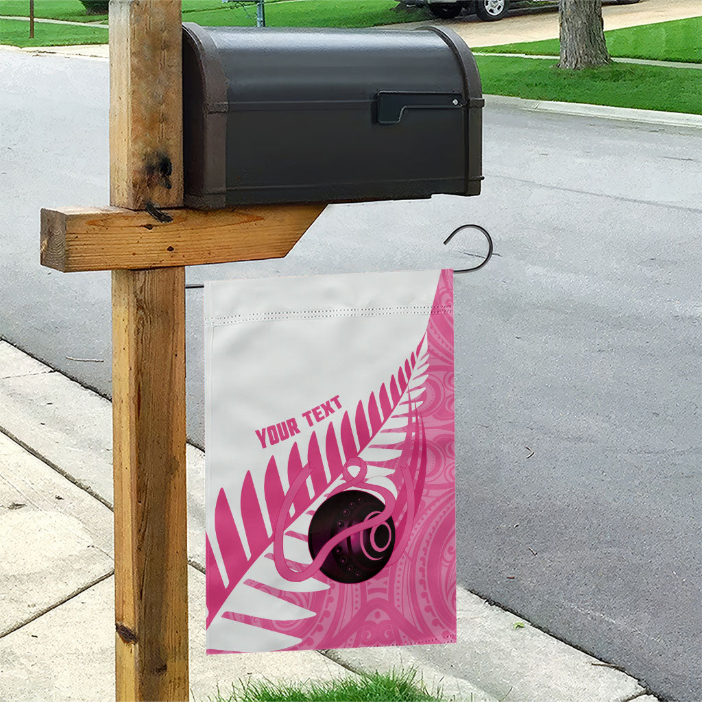 New Zealand Lawn Bowls Breast Cancer Custom Garden Flag Aotearoa Maori Silver Fern Pink Ribbon