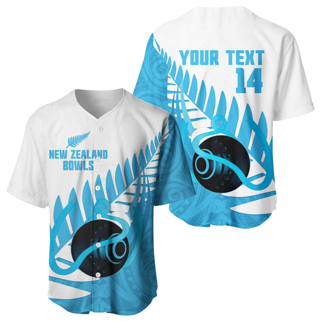 New Zealand Lawn Bowls Prostate Cancer Custom Baseball Jersey Aotearoa Maori Silver Fern Blue Ribbon