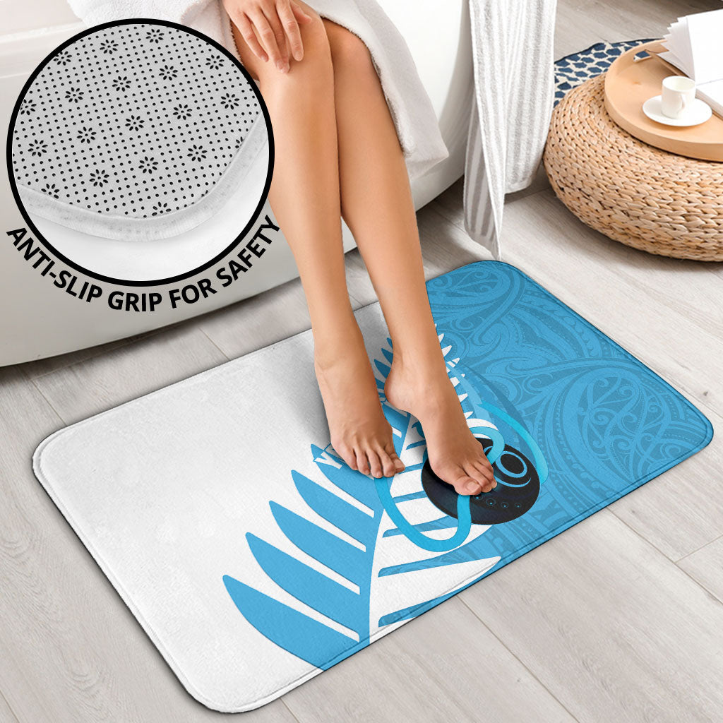 New Zealand Lawn Bowls Prostate Cancer Custom Bathroom Set Aotearoa Maori Silver Fern Blue Ribbon