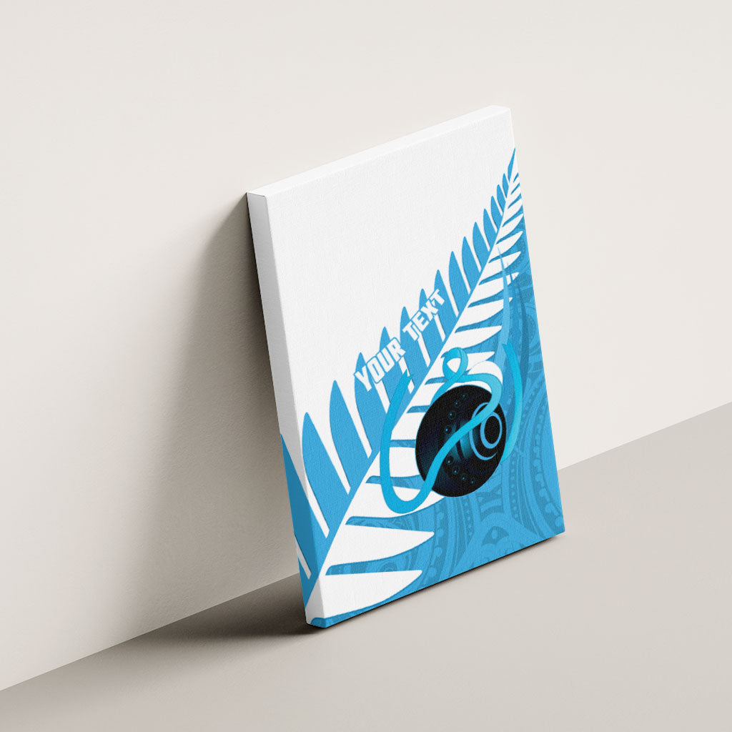 New Zealand Lawn Bowls Prostate Cancer Custom Canvas Wall Art Aotearoa Maori Silver Fern Blue Ribbon