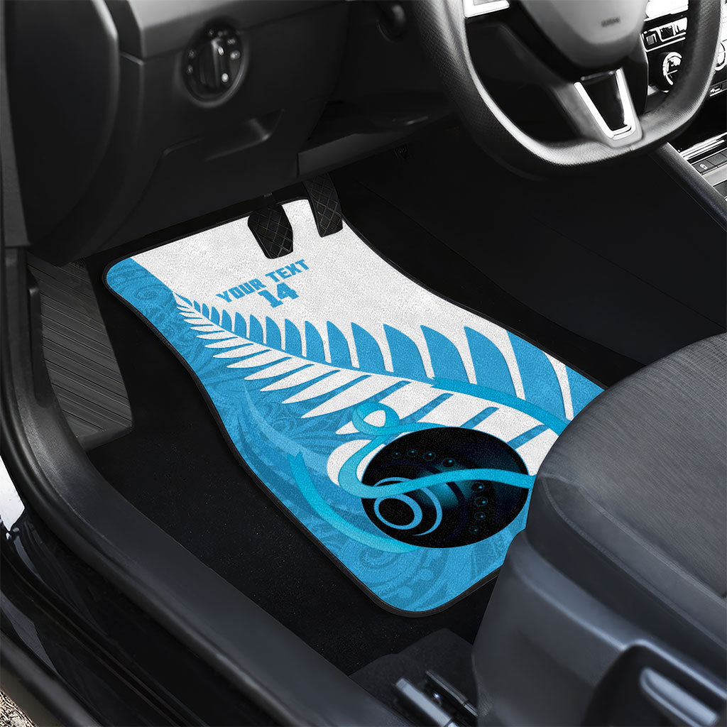 New Zealand Lawn Bowls Prostate Cancer Custom Car Mats Aotearoa Maori Silver Fern Blue Ribbon