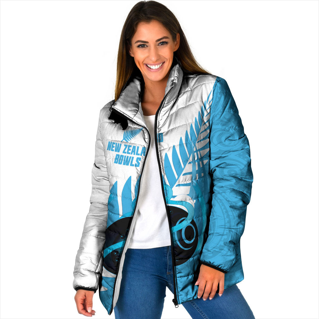 New Zealand Lawn Bowls Prostate Cancer Custom Padded Jacket Aotearoa Maori Silver Fern Blue Ribbon