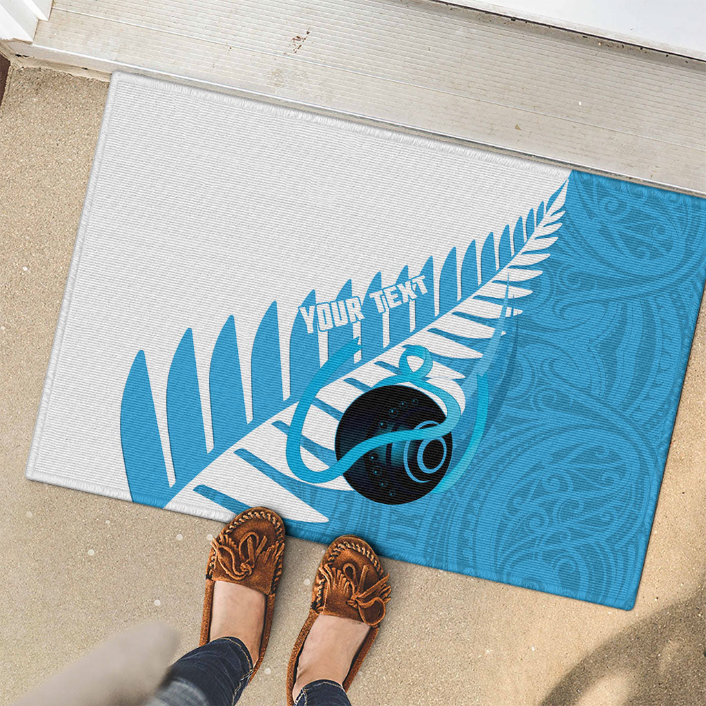 New Zealand Lawn Bowls Prostate Cancer Custom Rubber Doormat Aotearoa Maori Silver Fern Blue Ribbon