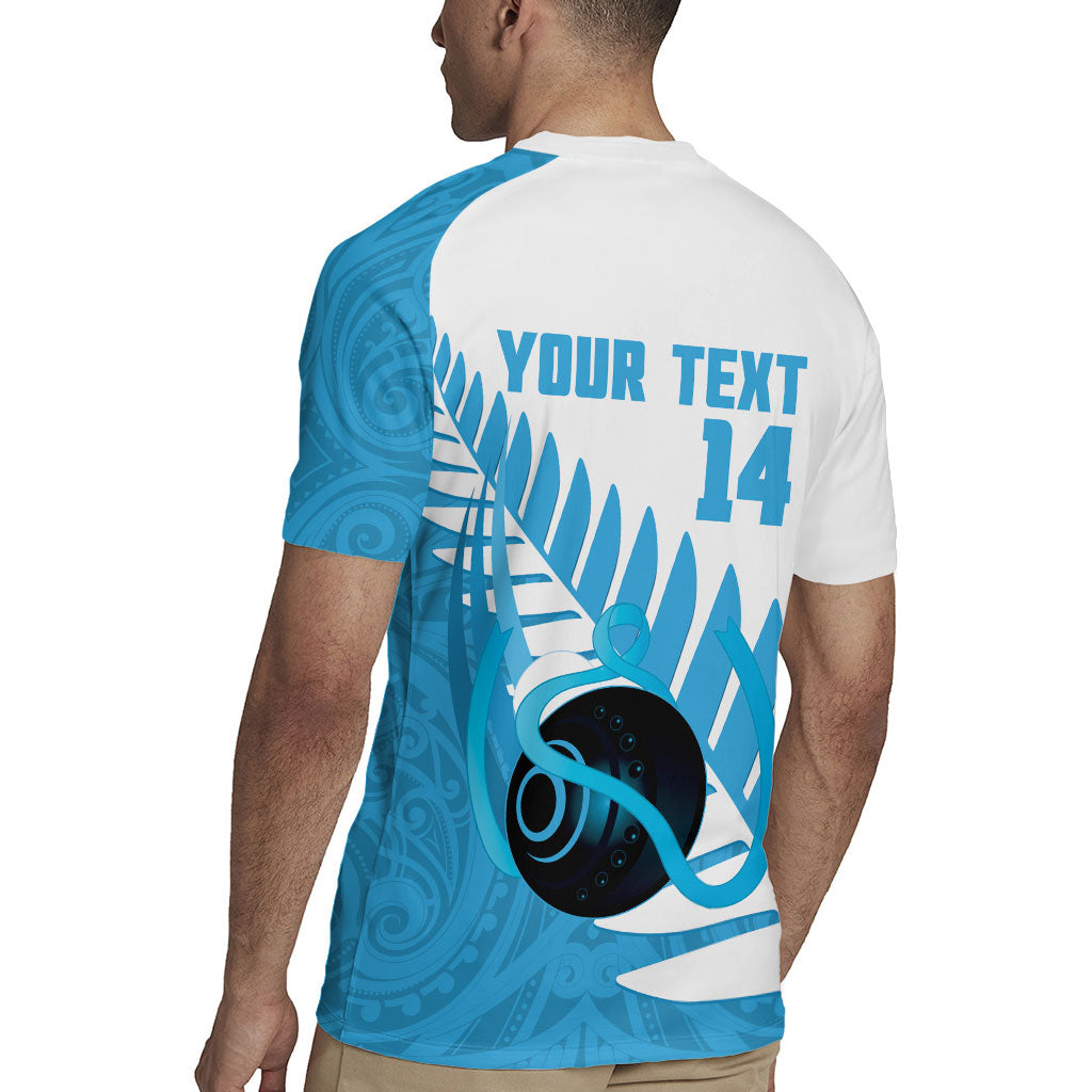 New Zealand Lawn Bowls Prostate Cancer Custom Rugby Jersey Aotearoa Maori Silver Fern Blue Ribbon