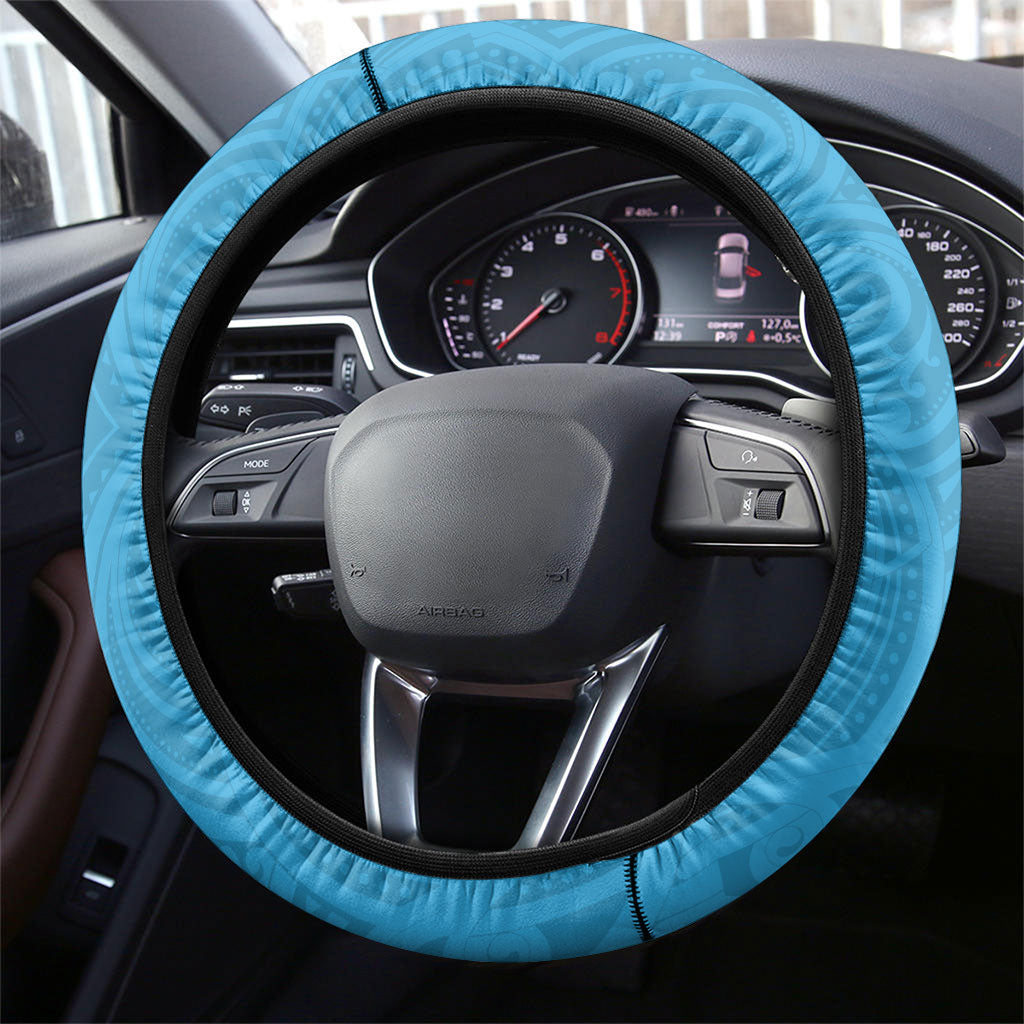 New Zealand Lawn Bowls Prostate Cancer Steering Wheel Cover Aotearoa Maori Silver Fern Blue Ribbon