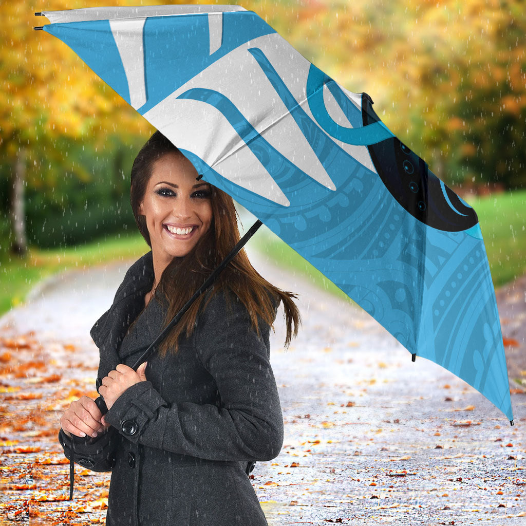 New Zealand Lawn Bowls Prostate Cancer Custom Umbrella Aotearoa Maori Silver Fern Blue Ribbon