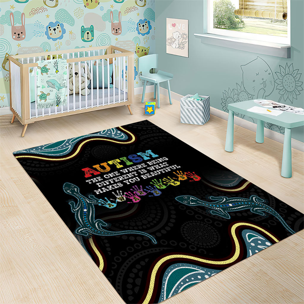 Australia Autism Support Aboriginal Lizard Area Rug